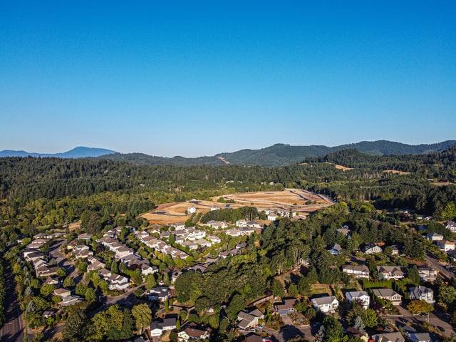 An aerial view of the city of Corvallis, Oregon.