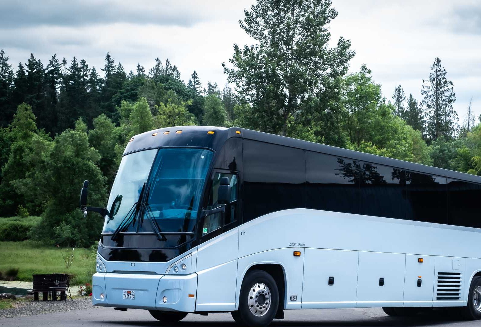 56-passenger Luxury Motorcoach in the Pacific Northwest.