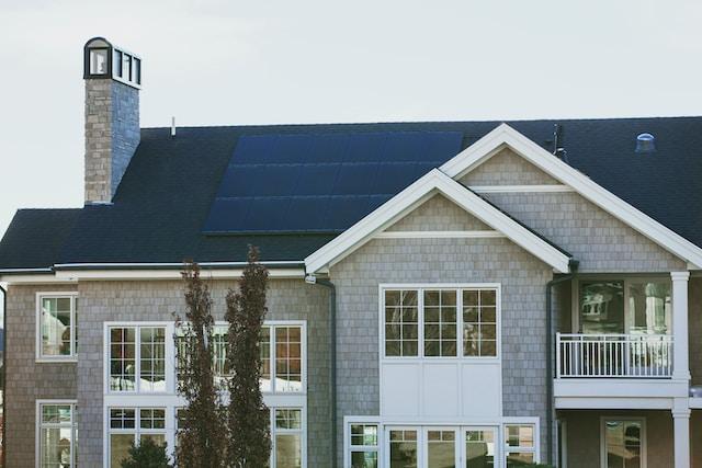 Large house with solar panels on the roof