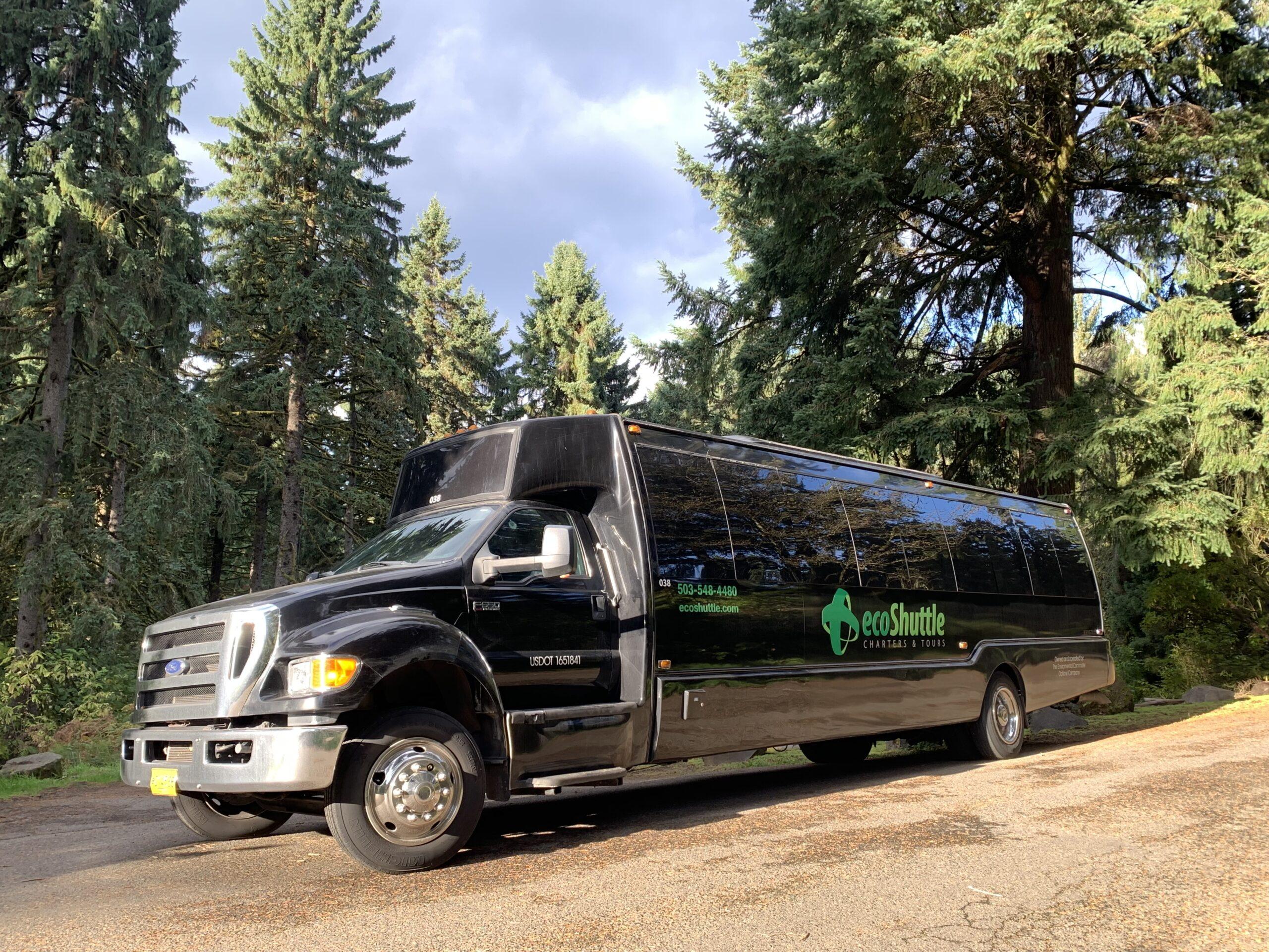 A luxury charter bus waiting on an event.