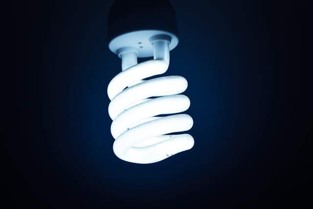 Close-up of a white LED light bulb
